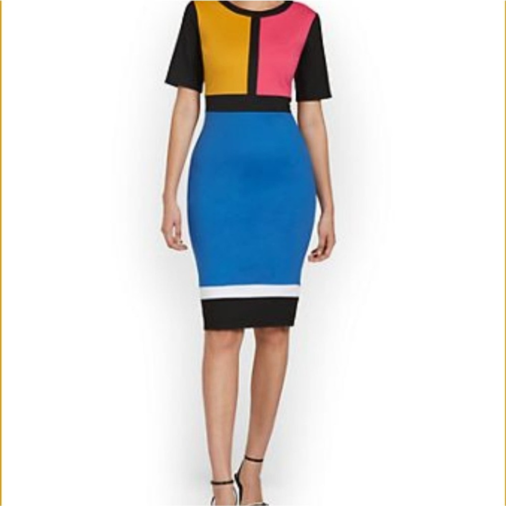 NY&C Colorblock Sheath Dress Superflex Blue Size XXL